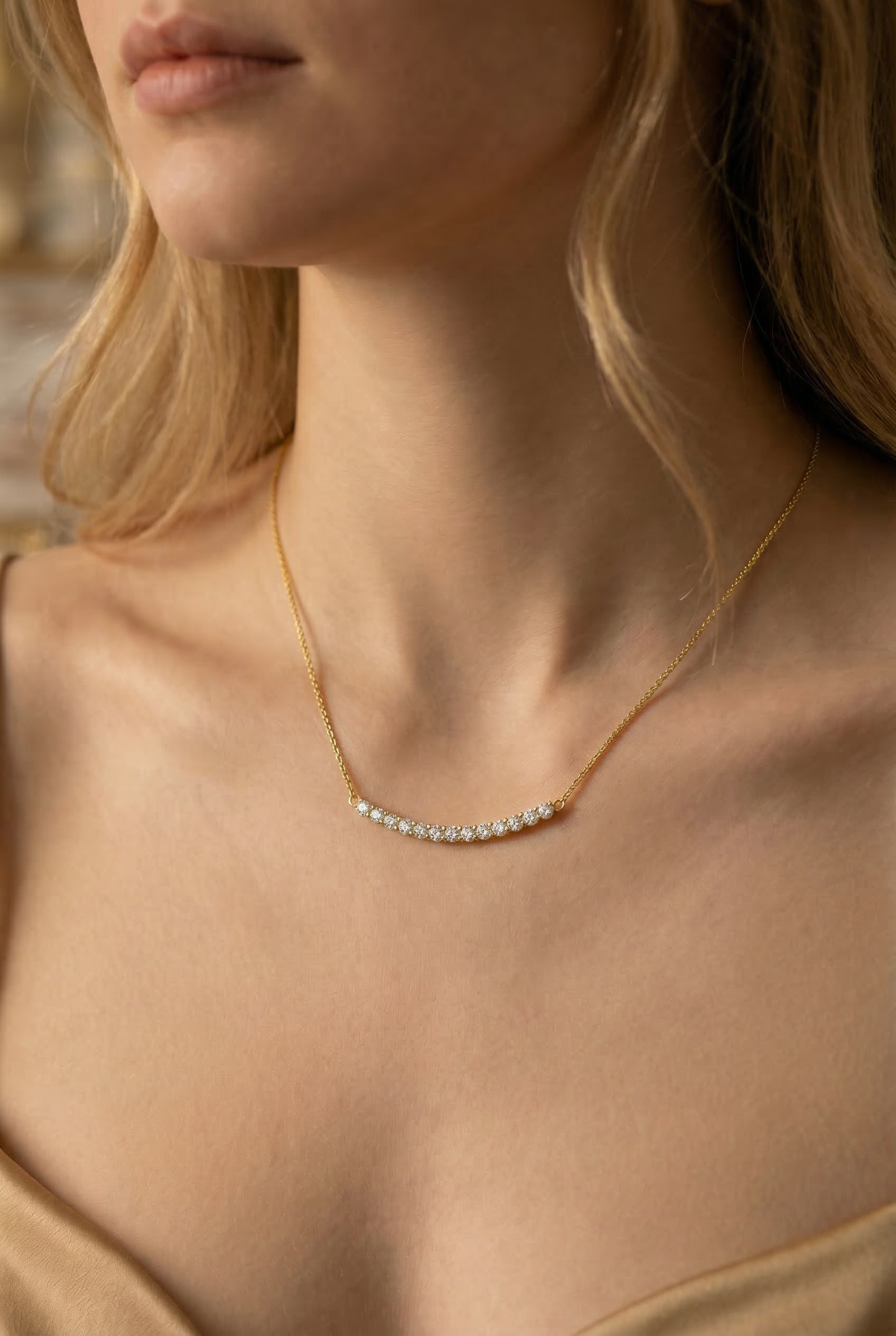 Cluster Smile Necklace • Sterling Silver or Gold Vermeil • Minimalist Layering Bridesmaid Necklace • Bridal Gift