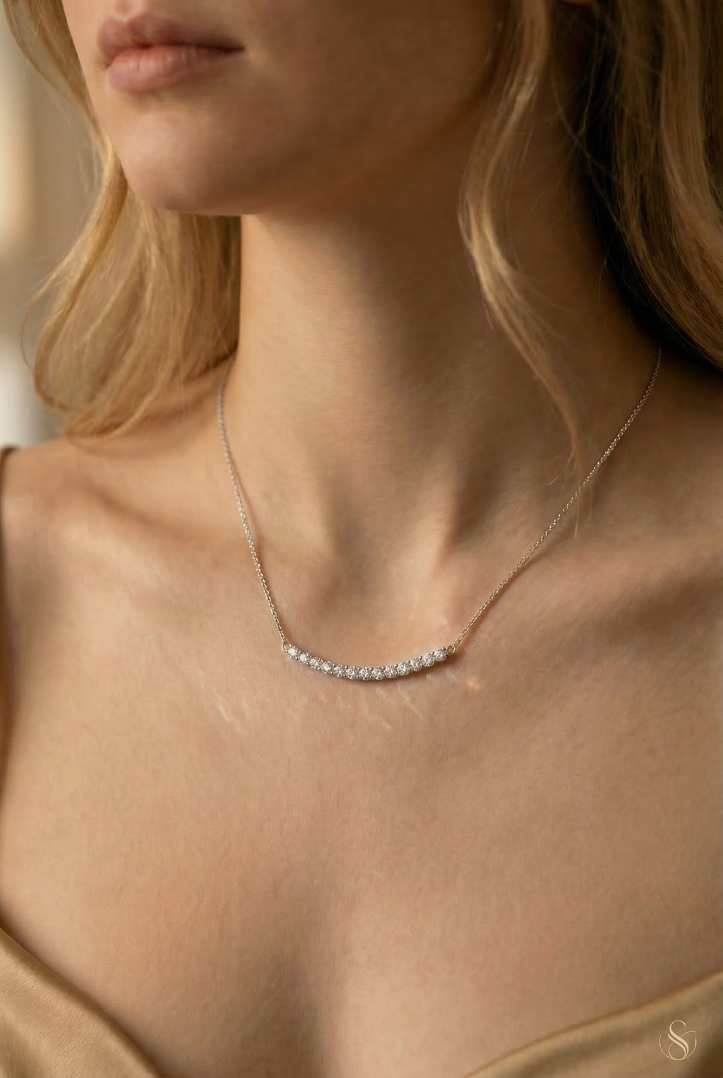 Cluster Smile Necklace • Sterling Silver or Gold Vermeil • Minimalist Layering Bridesmaid Necklace • Bridal Gift