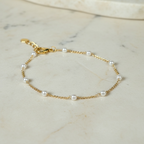 Dainty Pearl Bracelet • Gold Pearl Bracelet • Minimalist Layering Bracelet for Women