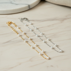 Dainty Pearl Bracelet • Gold Pearl Bracelet • Minimalist Layering Bracelet for Women