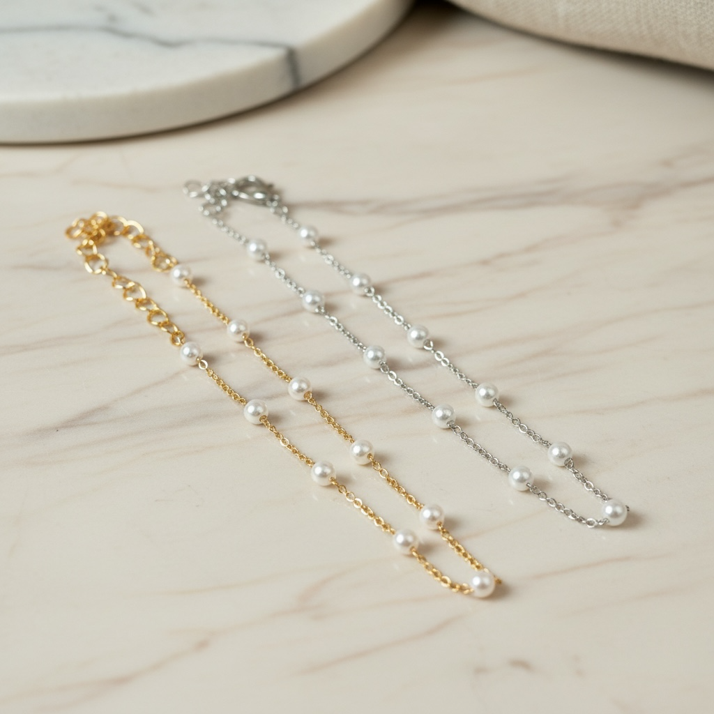 Dainty Pearl Bracelet • Gold Pearl Bracelet • Minimalist Layering Bracelet for Women