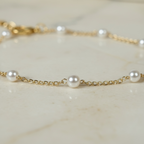 Dainty Pearl Bracelet • Gold Pearl Bracelet • Minimalist Layering Bracelet for Women