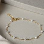 Dainty Pearl Bracelet • Gold Pearl Bracelet • Minimalist Layering Bracelet for Women
