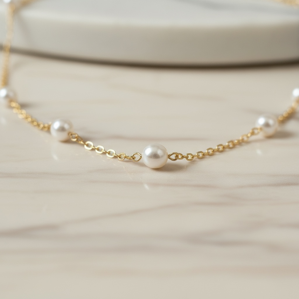 Dainty Pearl Bracelet • Gold Pearl Bracelet • Minimalist Layering Bracelet for Women