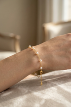 Dainty Pearl Bracelet • Gold Pearl Bracelet • Minimalist Layering Bracelet for Women