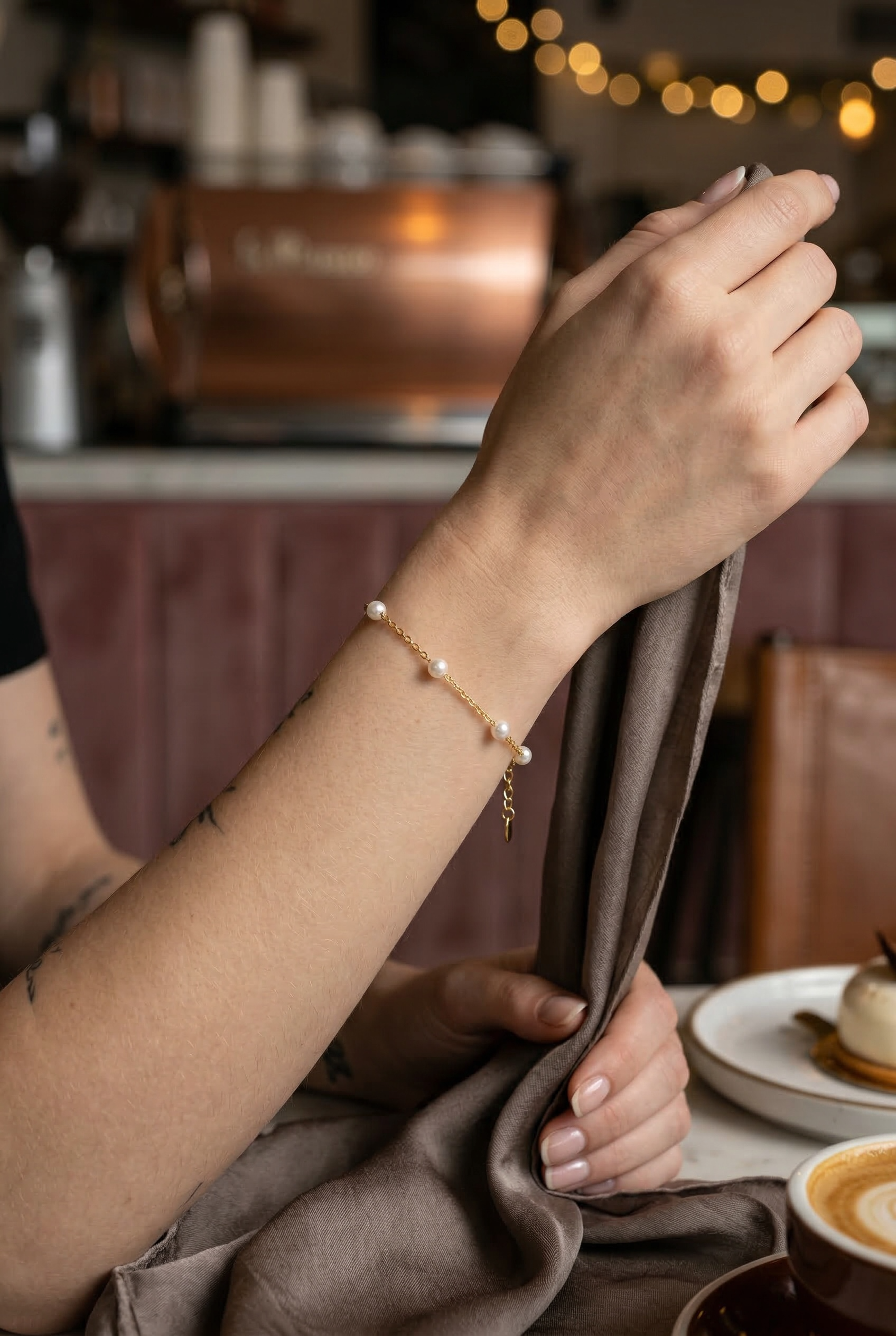 Dainty Pearl Bracelet • Gold Pearl Bracelet • Minimalist Layering Bracelet for Women