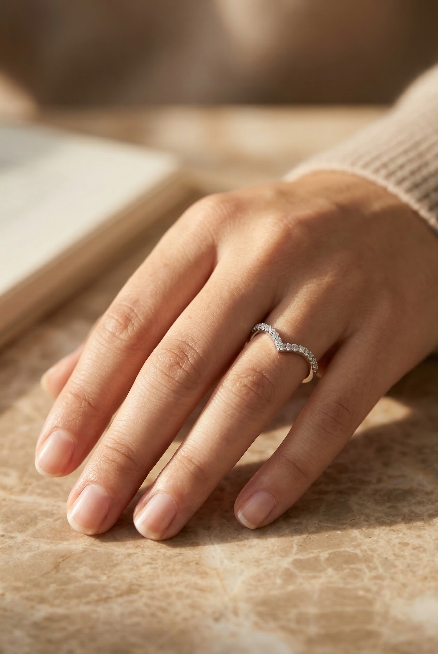 Wishbone V Shaped Chevron Stacking Ring by Stella Amoré