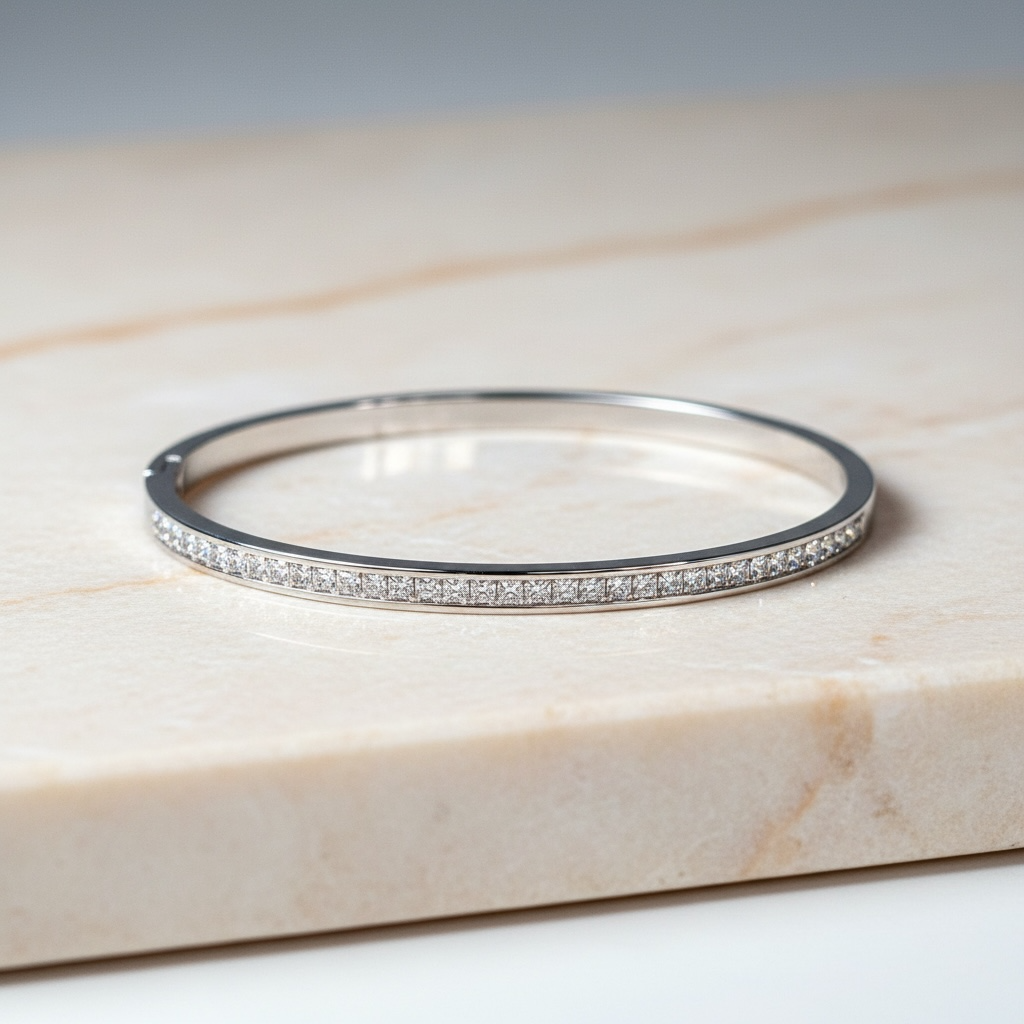 Dainty CZ Tennis Bangle Bracelet by Stella Amoré