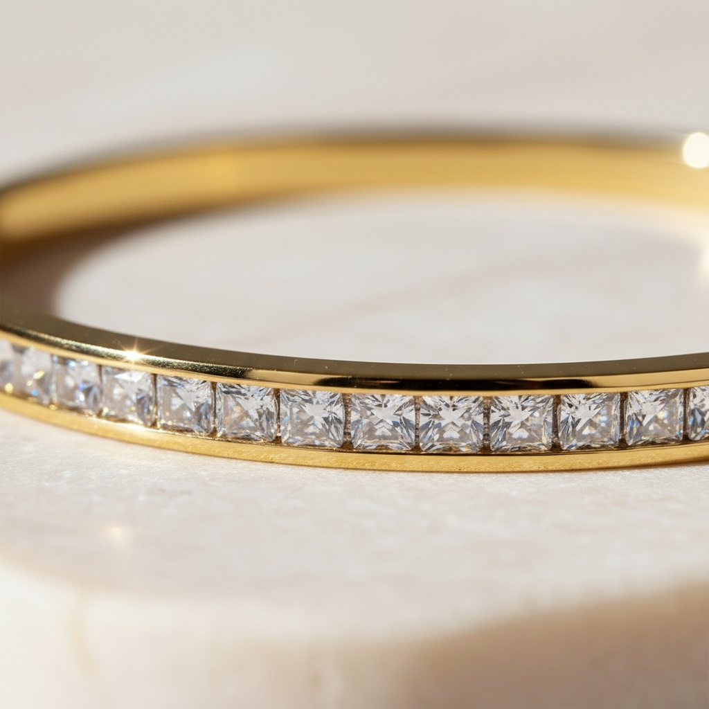 Dainty CZ Tennis Bangle Bracelet by Stella Amoré