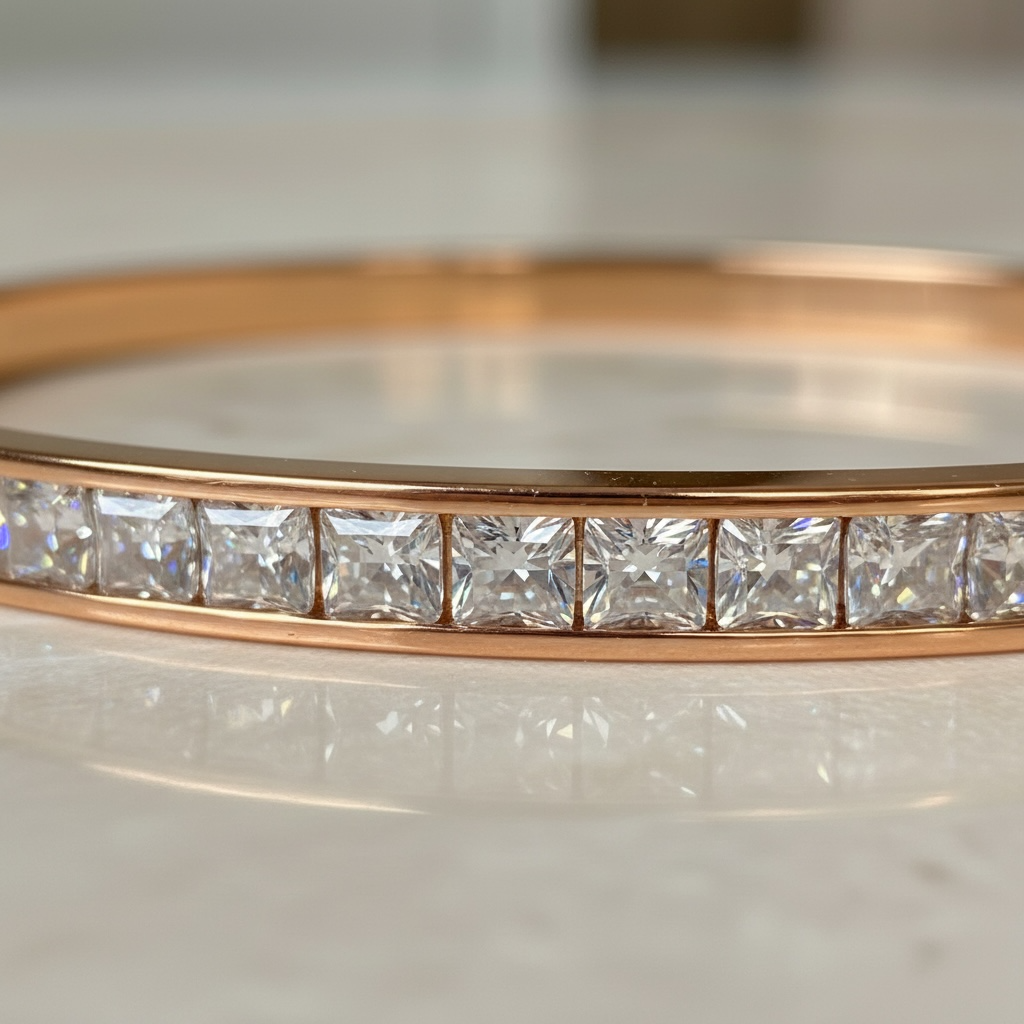Dainty CZ Tennis Bangle Bracelet by Stella Amoré