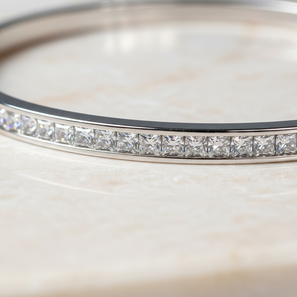 Dainty CZ Tennis Bangle Bracelet by Stella Amoré