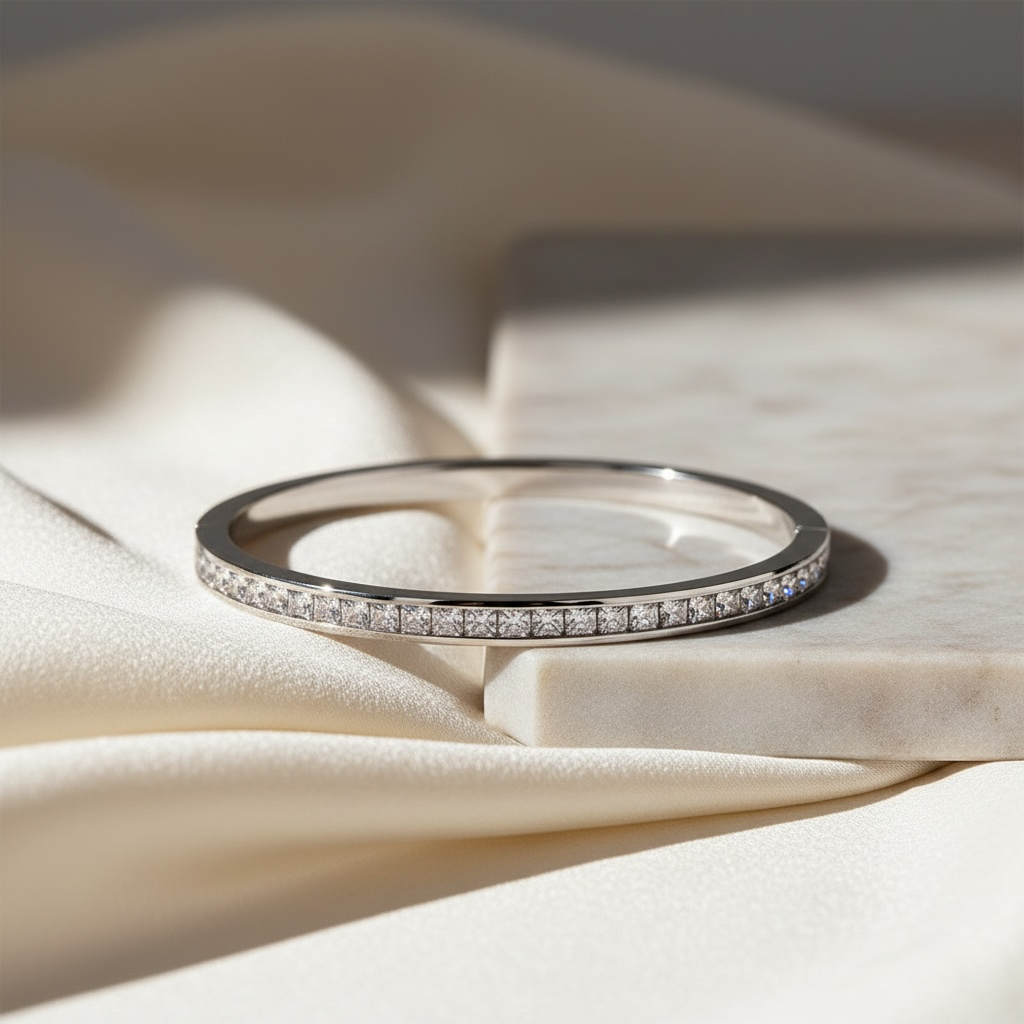 Dainty CZ Tennis Bangle Bracelet by Stella Amoré