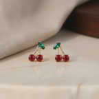 Cherry Stud 14K Gold Plated Hypoallergenic Earrings by Stella Amoré