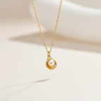 Clam Necklace | Dainty Gold Oyster Pendant with Pearl | Summer Jewelry for Beach Girls