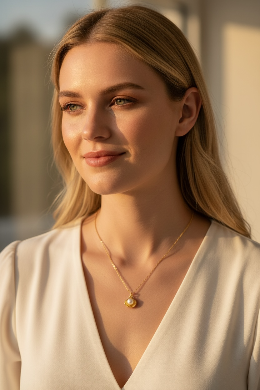 Clam Necklace | Dainty Gold Oyster Pendant with Pearl | Summer Jewelry for Beach Girls