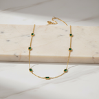 Baguette Necklace - Dainty May Emerald Necklace in Gold - Minimalist Everyday Jewelry
