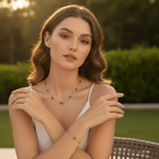 Baguette Necklace - Dainty May Emerald Necklace in Gold - Minimalist Everyday Jewelry
