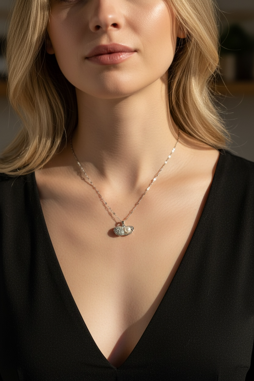 Clam necklace | Gold Oyster Necklace | Pearl Sea Shell | Dainty Beach Jewelry | Summer Necklace