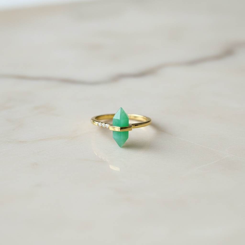 Crystal Point Ring | Hexagonal Crystal Wand | Adjustable Boho Ring by Stella Amoré