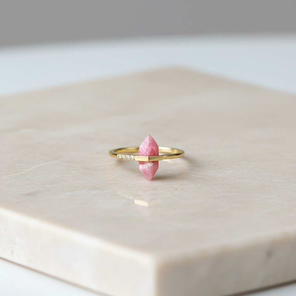 Crystal Point Ring | Hexagonal Crystal Wand | Adjustable Boho Ring by Stella Amoré
