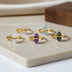 Crystal Point Ring | Hexagonal Crystal Wand | Adjustable Boho Ring by Stella Amoré