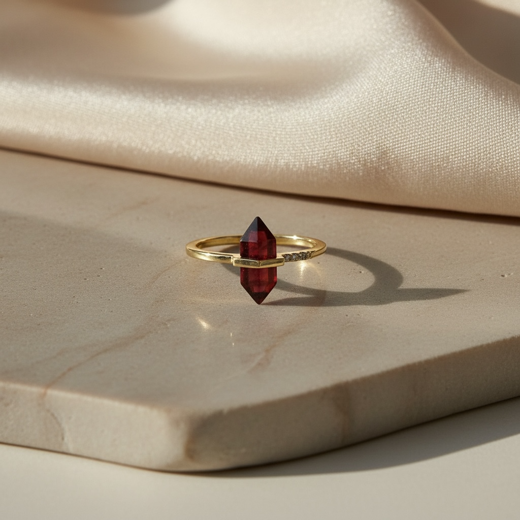 Crystal Point Ring | Hexagonal Crystal Wand | Adjustable Boho Ring by Stella Amoré