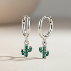 Cactus Earrings | Dessert Dangle Hoop Earrings | Dainty Boho Jewelry | Gift for Her