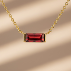 Dainty Horizontal Baguette Cut Ruby Necklace by Stella Amoré