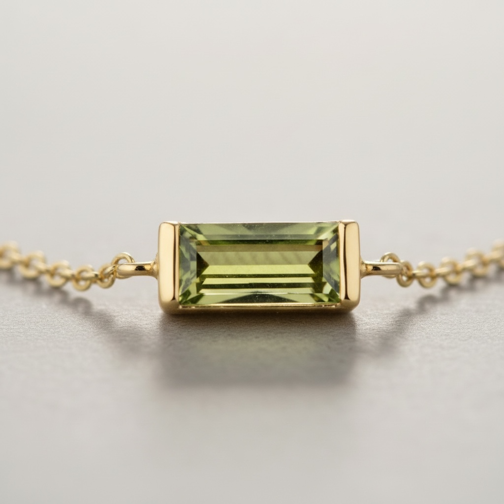 Dainty Horizontal Baguette Cut Ruby Necklace by Stella Amoré
