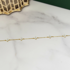 Gold Clover Bracelet by Stella Amoré: 18k Gold Plated Sterling Silver with Sparkling CZ
