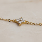 Gold Clover Bracelet by Stella Amoré: 18k Gold Plated Sterling Silver with Sparkling CZ