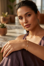 Gold Clover Bracelet by Stella Amoré: 18k Gold Plated Sterling Silver with Sparkling CZ