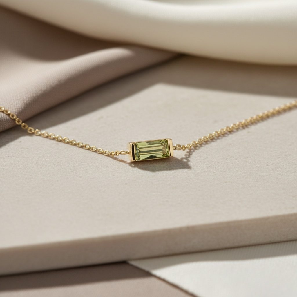 Dainty Horizontal Baguette Cut Ruby Necklace by Stella Amoré