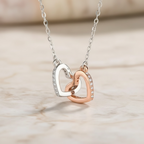 Double Interlocking Hearts 925 Sterling Silver Necklace by Stella Amoré