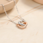 Double Interlocking Hearts 925 Sterling Silver Necklace by Stella Amoré