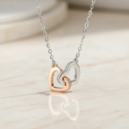 Double Interlocking Hearts 925 Sterling Silver Necklace by Stella Amoré