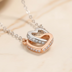 Double Interlocking Hearts 925 Sterling Silver Necklace by Stella Amoré