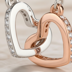 Double Interlocking Hearts 925 Sterling Silver Necklace by Stella Amoré