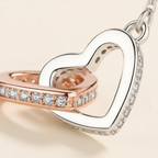 Double Interlocking Hearts 925 Sterling Silver Necklace by Stella Amoré