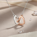 Double Interlocking Hearts 925 Sterling Silver Necklace by Stella Amoré