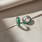 Opal Hoop Earrings | Elegant Silver Opal Huggie Set | Everyday White & Blue Opal Jewelry | October Birthstone Gift