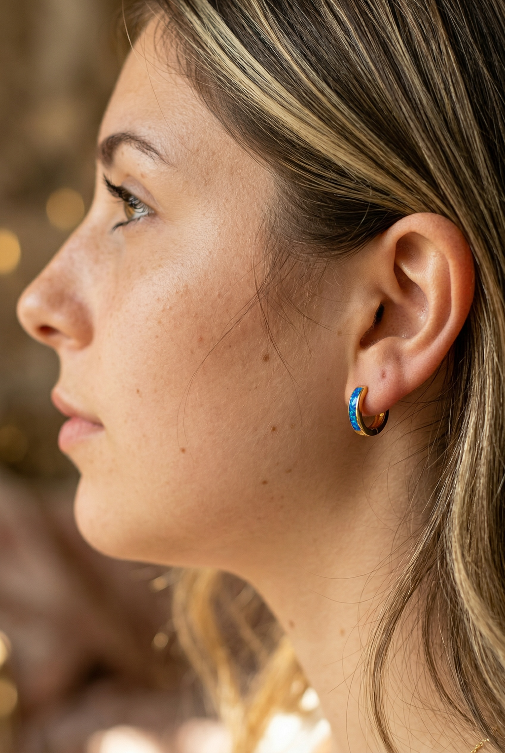 Opal Hoop Earrings | Elegant Silver Opal Huggie Set | Everyday White & Blue Opal Jewelry | October Birthstone Gift