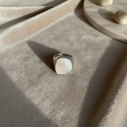 Chunky Mother of Pearl Ring | Adjustable Pinky Ring | Unique Summer Statement Jewelry | Vintage Gem by Stella Amoré