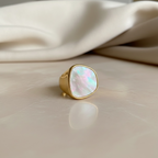 Chunky Mother of Pearl Ring | Adjustable Pinky Ring | Unique Summer Statement Jewelry | Vintage Gem by Stella Amoré