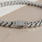 Moissanite Cuban Link Bracelet: 925 Sterling Silver, 18k White Gold Vermeil