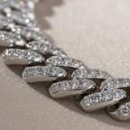 Moissanite Cuban Link Bracelet: 925 Sterling Silver, 18k White Gold Vermeil