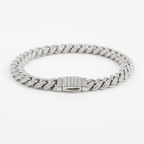 Moissanite Cuban Link Bracelet: 925 Sterling Silver, 18k White Gold Vermeil