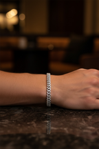 Moissanite Cuban Link Bracelet: 925 Sterling Silver, 18k White Gold Vermeil