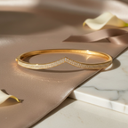 Wishbone Bangle Bracelet • V Shape CZ Minimalist Cuff • Stackable Gold Bracelet • Gift for Her