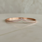 Wishbone Bangle Bracelet • V Shape CZ Minimalist Cuff • Stackable Gold Bracelet • Gift for Her